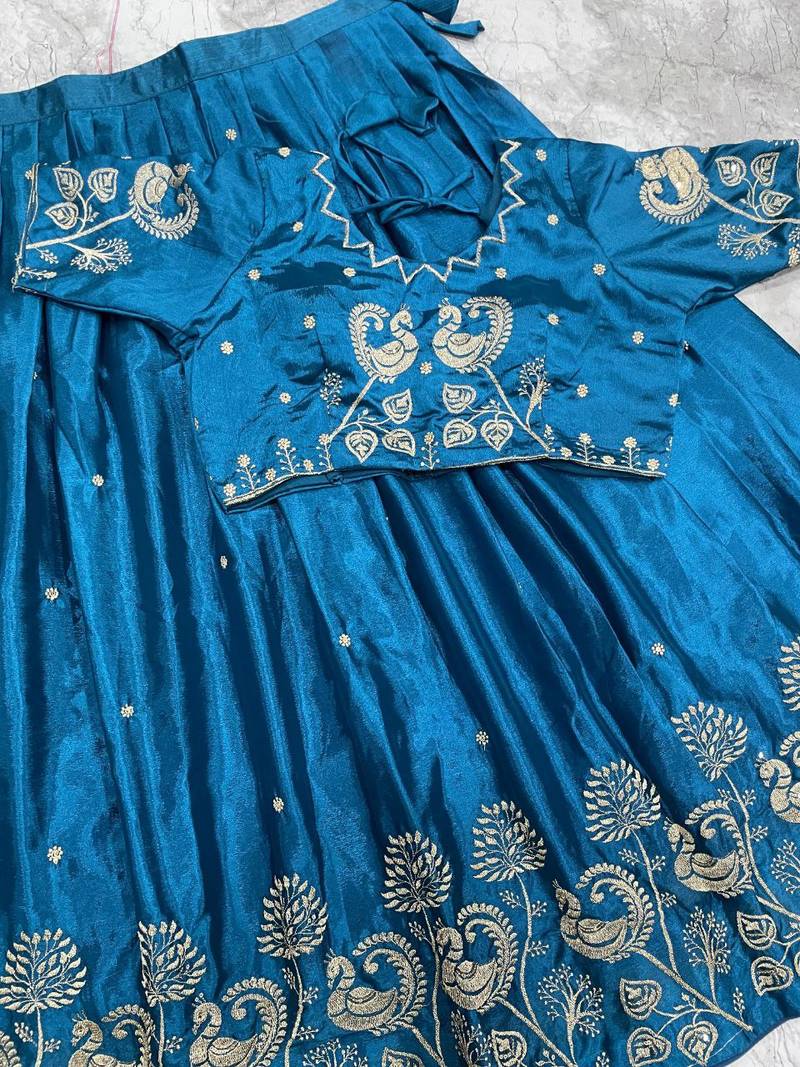 Blue Womens designer Lehenga Choli with Embroidered Dupatta