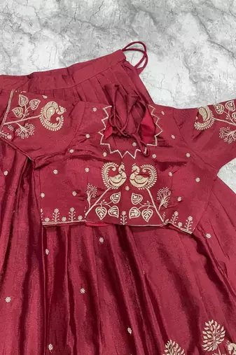 Maroon Womens designer Lehenga Choli with Embroidered Dupatta