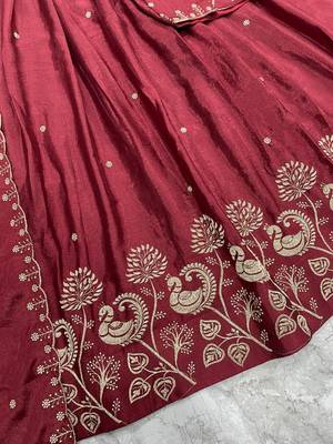 Maroon Womens Lehenga Choli with Embroidered Dupatta 4