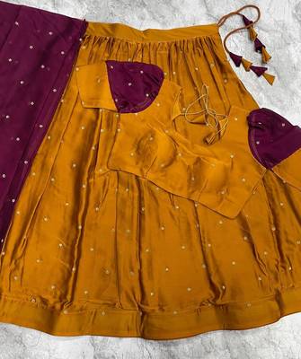Wine Womens Festive Season Lehenga Choli Set 3