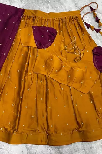 Wine Womens Festive Season Designer Lehenga Choli Set