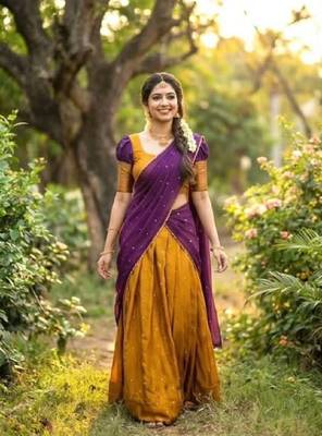 Wine Womens Festive Season Lehenga Choli Set 4