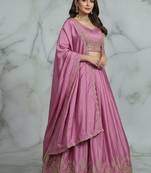 Pink Womens embroidered designer Lehenga Choli Set