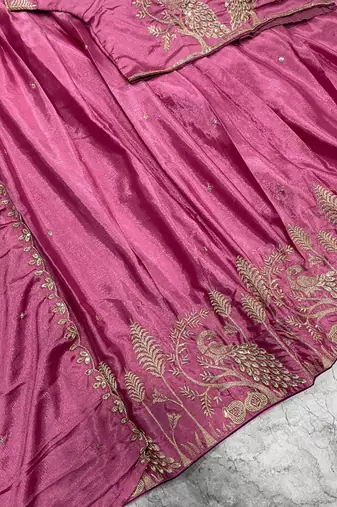 Pink Womens embroidered designer Lehenga Choli Set