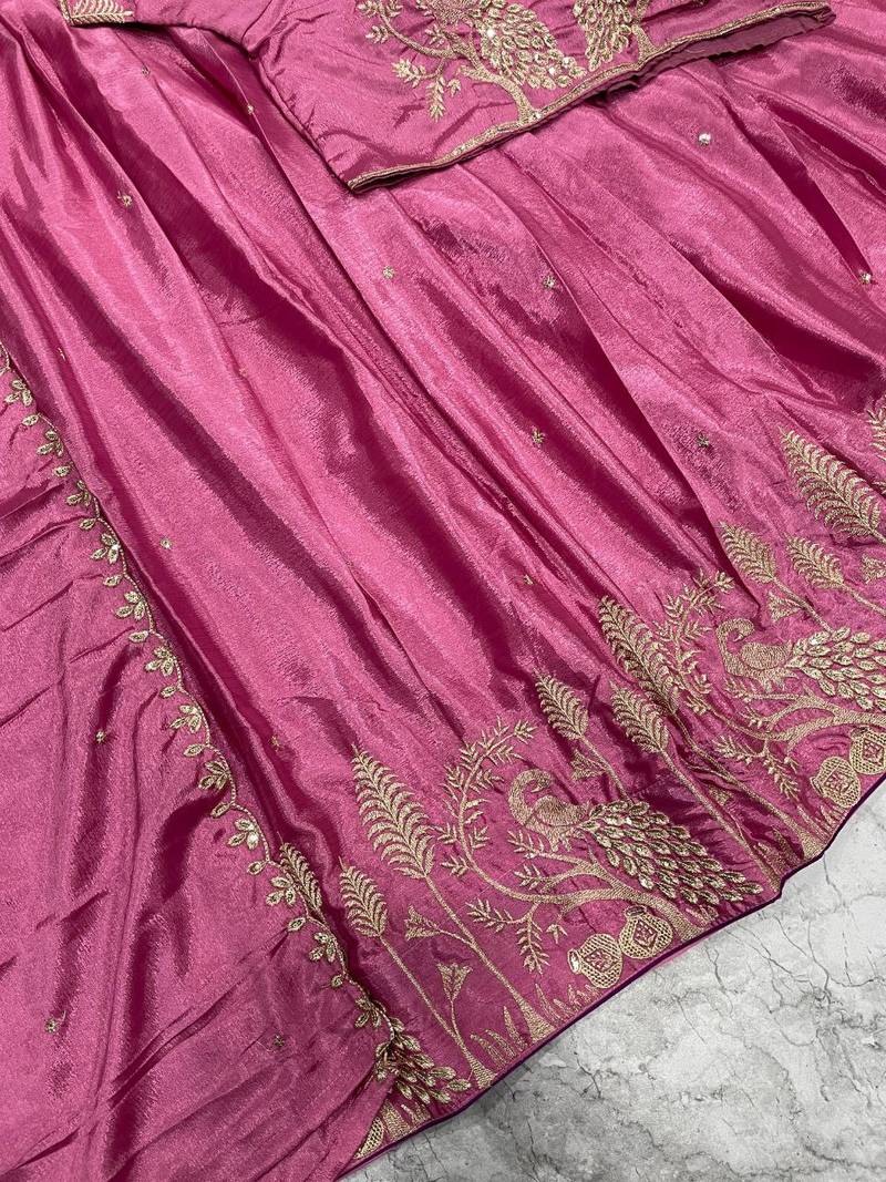 Pink Womens embroidered designer Lehenga Choli Set