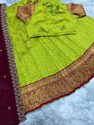 Parrot Green Womens embroidered Lehenga Choli Set 2