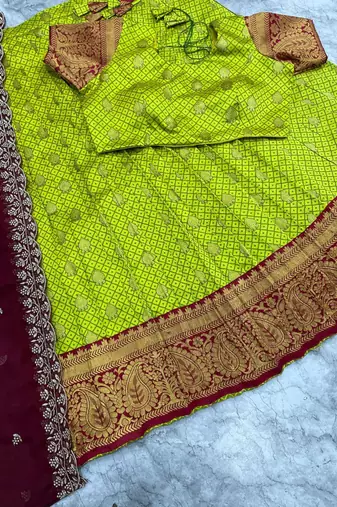 Parrot Green Womens embroidered designer Lehenga Choli Set