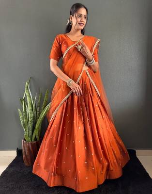 Orange Stylist South style Lehenga Choli Set 1
