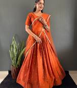 Orange Stylist South style Lehenga Choli Set