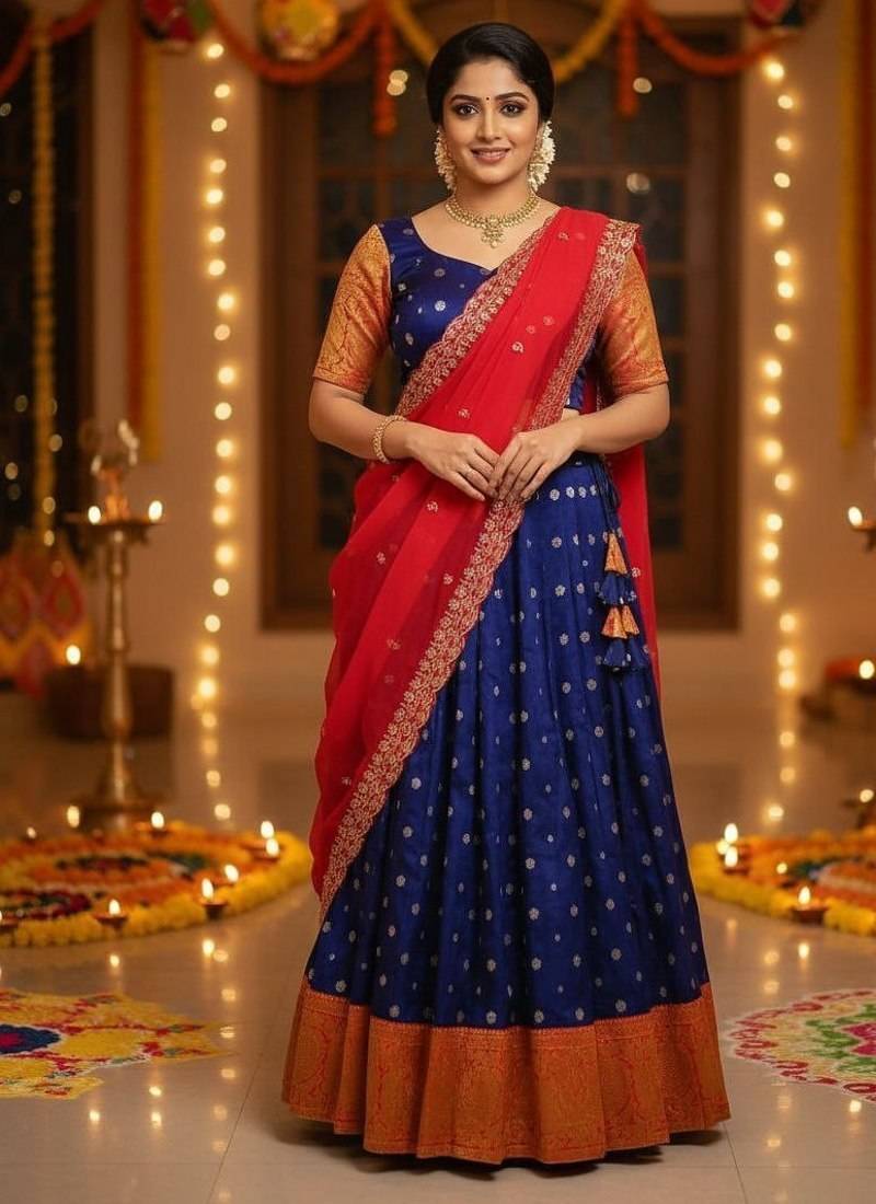 Blue Stylist South style Lehenga Choli Set
