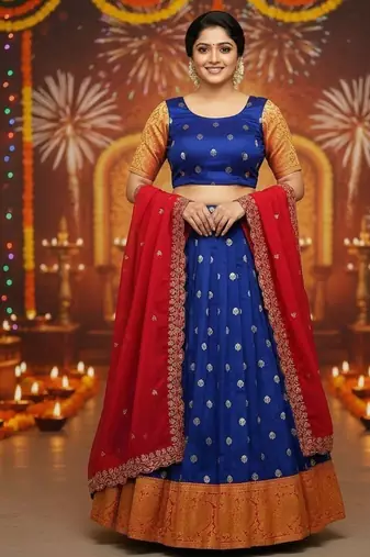 Blue Stylist South style Lehenga Choli Set