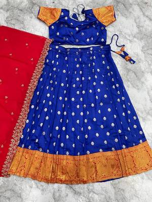 Blue Stylist South style Lehenga Choli Set 4