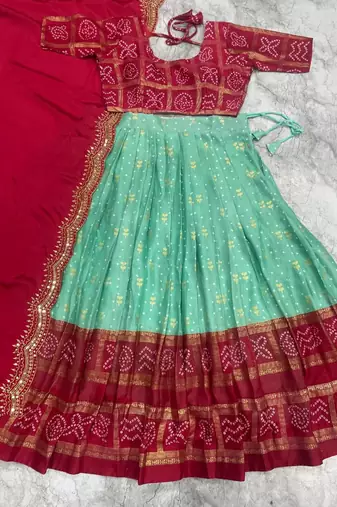 Sky Blue heavy foil print Work Lehenga Choli Set
