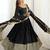 Women black chinon silk thread sequin anarkali suit