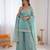 Women sky blue fendy silk thread sequin palazzo suit