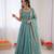 Women sky blue fendy silk thread sequin anarkali suit