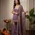 Women lavender fendy silk thread with mirror work palazzo suit