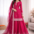 Women pink chinon silk thread sequin palazzo suit