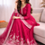Women pink chinon silk thread sequin palazzo suit