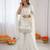 Women off white crepe silk thread sequin palazzo suit