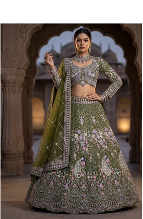 MAHENDI EMBROIDERY lehenga CHOLI 1