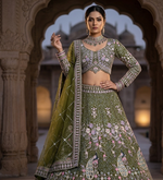 MAHENDI BUTTERFLY NET PARTY WEAR EMBROIDERY LEHNGHA CHOLI