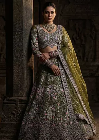 MAHENDI EMBROIDERY lehenga CHOLI