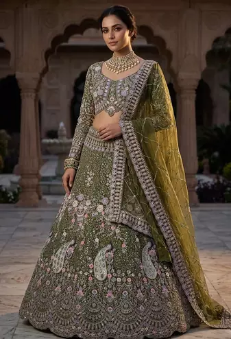 MAHENDI EMBROIDERY lehenga CHOLI