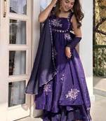 Women violet fendy silk thread sequin palazzo suit