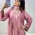 Women light pink crepe silk thread sequin farshi salwar suit