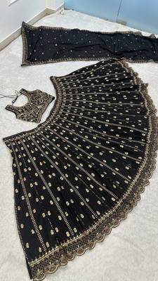 Black Designer Lehenga Set with Heavy Golden Embroidery 4