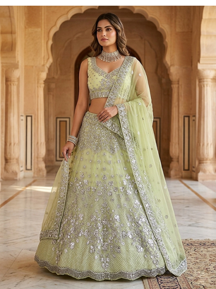 GREEN EMBROIDERY lehenga CHOLI  1