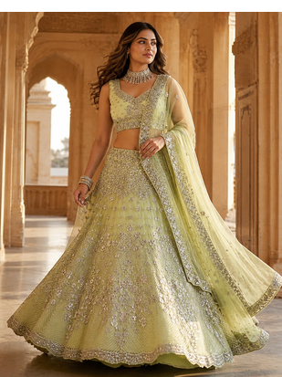 GREEN EMBROIDERY lehenga CHOLI  2
