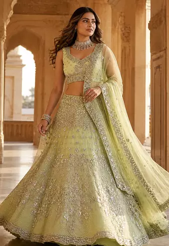 GREEN EMBROIDERY lehenga CHOLI 