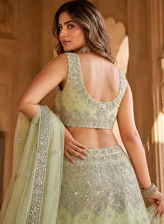 GREEN EMBROIDERY lehenga CHOLI 