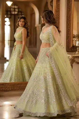 GREEN EMBROIDERY lehenga CHOLI 