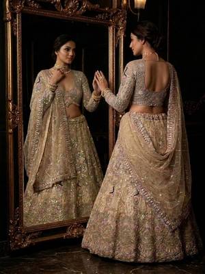 BEIGE EMBROIDERY lehenga CHOLI  4
