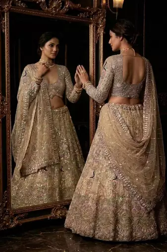 BEIGE EMBROIDERY lehenga CHOLI 