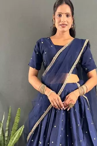 Navy Blue Stylist South style Lehenga Choli Set