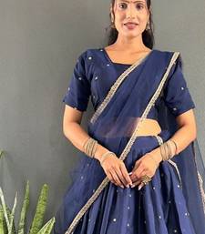 Navy Blue Stylist South style Lehenga Choli Set