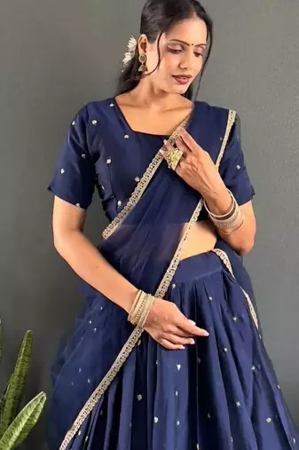 Navy Blue Stylist South style Lehenga Choli Set