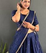 Navy Blue Stylist South style Lehenga Choli Set