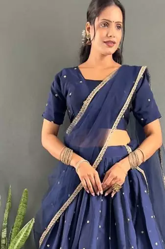 Navy Blue Stylist South style Lehenga Choli Set