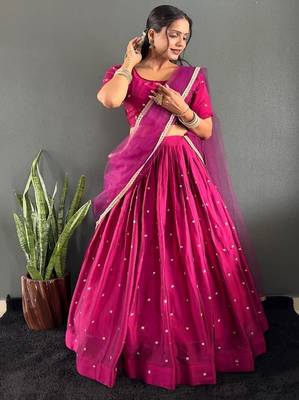 Pink Stylist South style Lehenga Choli Set 1