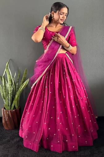 Pink Stylist South style Lehenga Choli Set