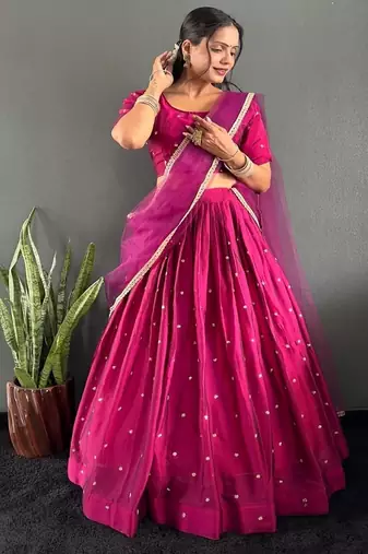 Pink Stylist South style Lehenga Choli Set