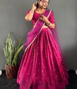 Pink Stylist South style Lehenga Choli Set