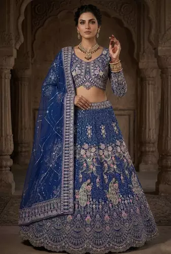 BLUE EMBROIDERY lehenga CHOLI