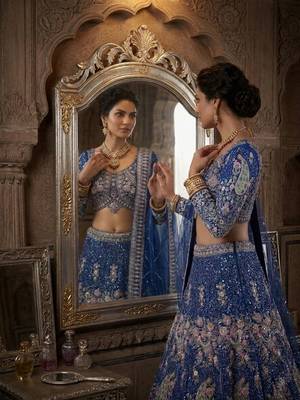 BLUE EMBROIDERY lehenga CHOLI 3