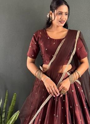 Brown Stylist South style Lehenga Choli Set 3